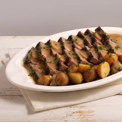 Roast Beef Belly with Mushroom Sauce