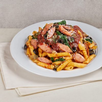 Penne Arrabiata with Sausage and Arugula